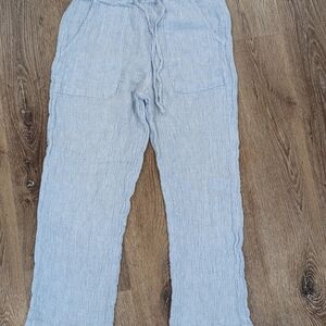 Sigrid Olsen Light Blue Pants 100% Linen Straight Leg Women's Sz S